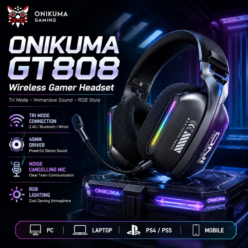Pc Gaming Apple - ONIKUMA GT808 Draadloze Gaming Headset Tri