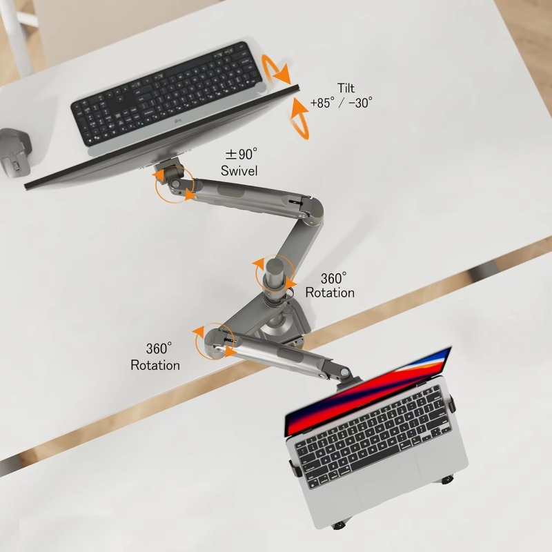 Dual Monitor Arm - Dual Arm 2-in-1 combo-laptophouder met verstelbare