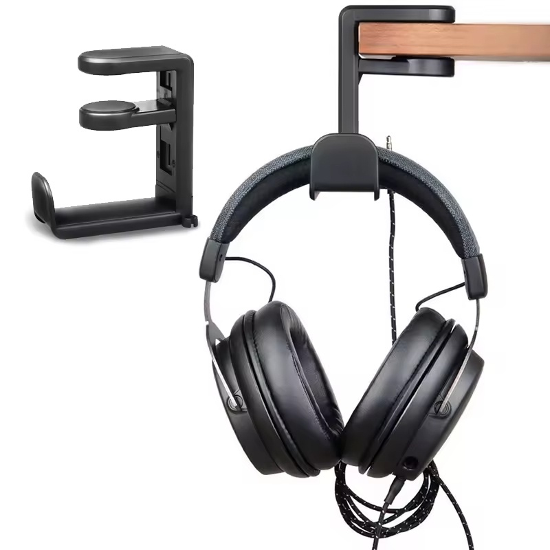 Desk Cable Organizer - Onderbureaumontage hoofdtelefoonhouder met draaibare klem voor