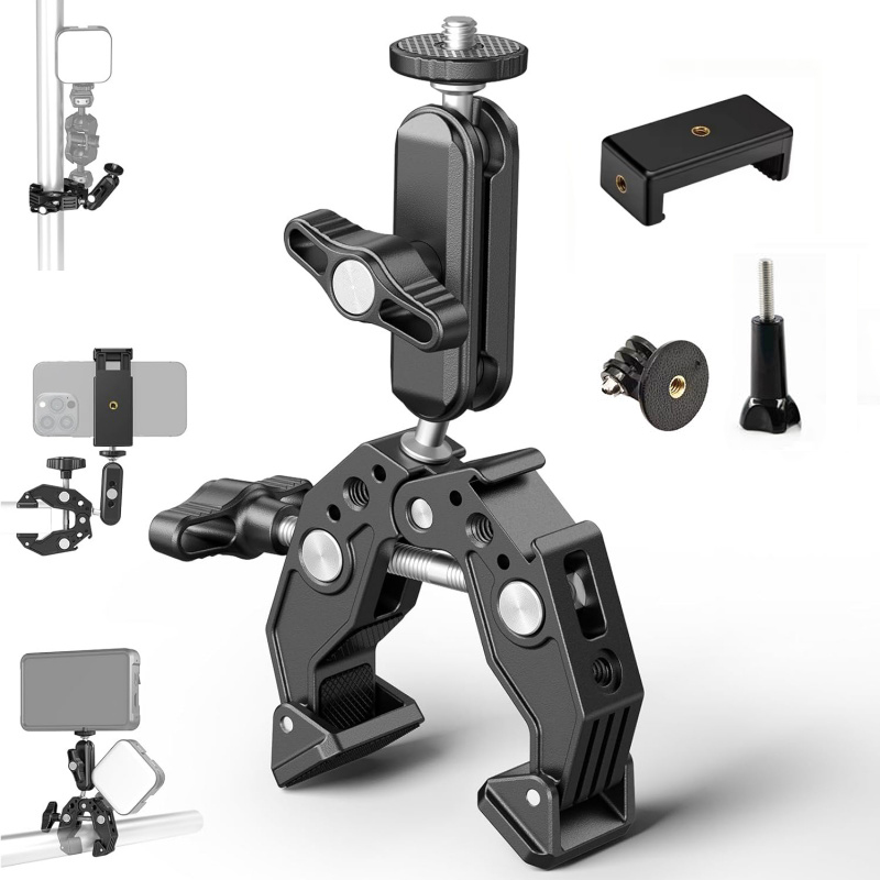Dual Monitor Arm - Universele aluminium superklem met dubbele kogelkop
