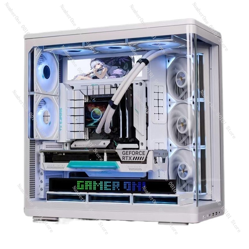 Pc Gaming Aquarium - Gebogen gehard glazen aquarium PC-kast zeezicht