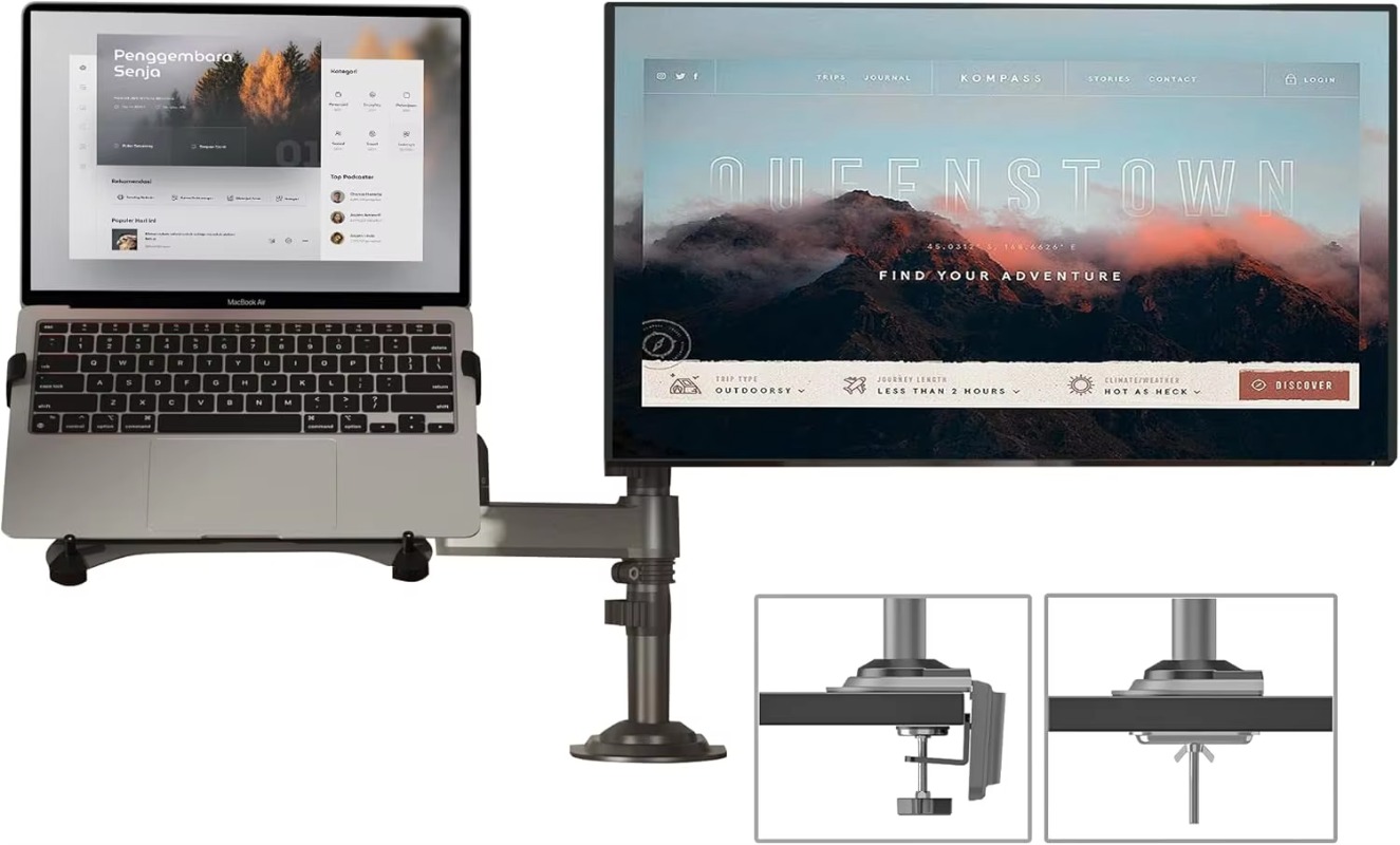 Dual Arm 2-in-1 combo-laptopho - Dual Monitor Arm recensie en prijs