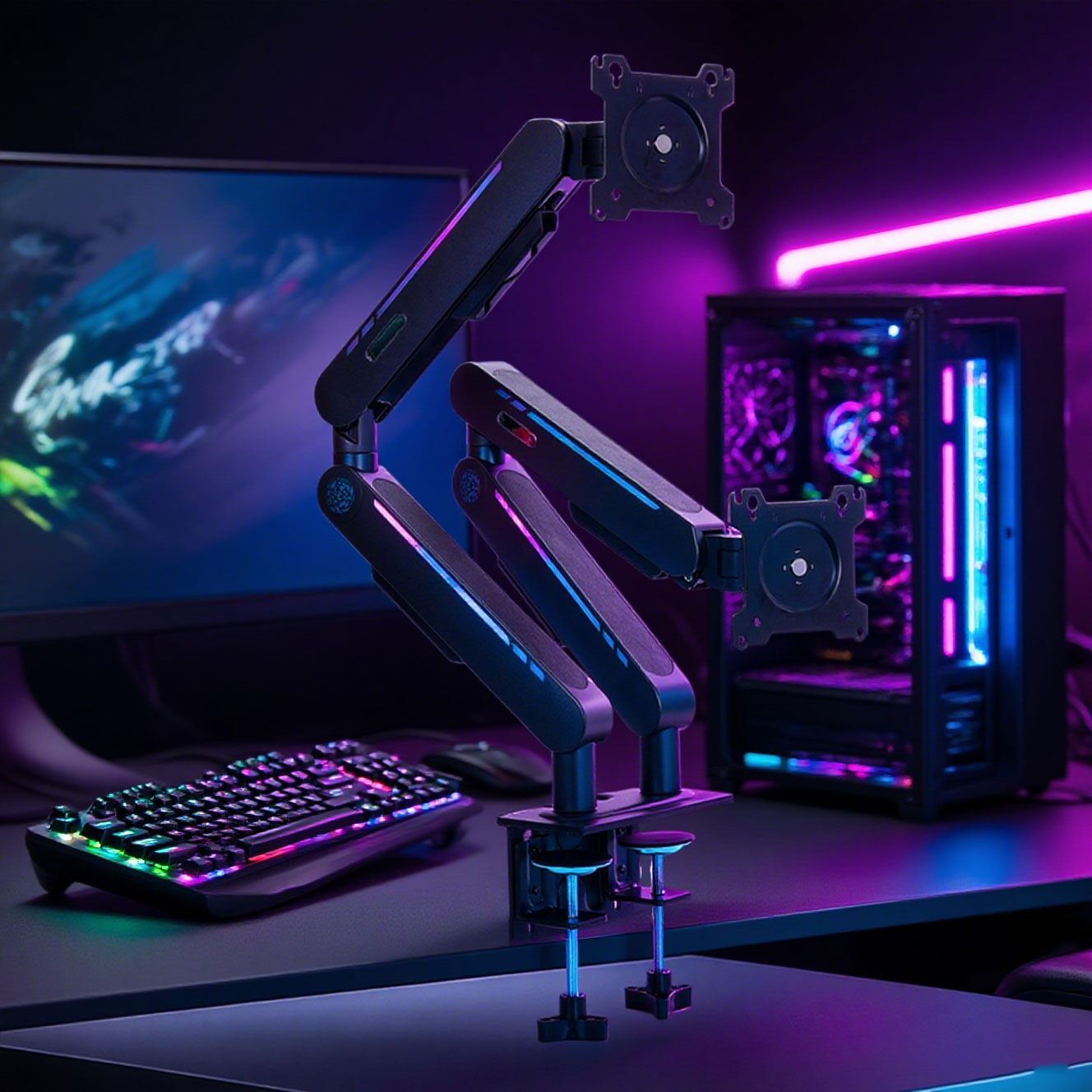 Nieuwe aanwinst gasveer bureau - Dual Monitor Arm recensie en prijs