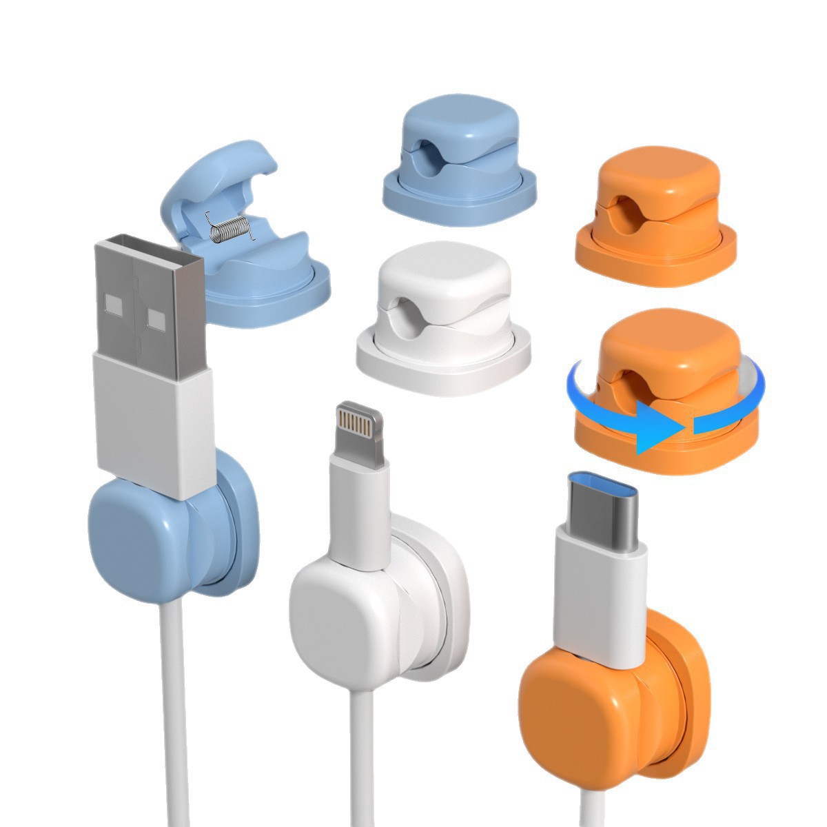 6 stuks Multi Color Draaibare  - Desk Cable Organizer recensie en prijs